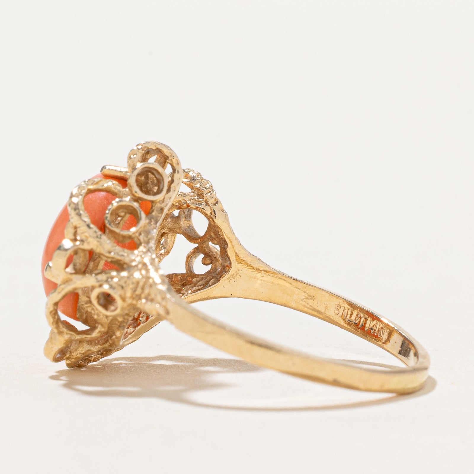 Bague abstraite texturée corail | 2,25 ct | Taille 5,75