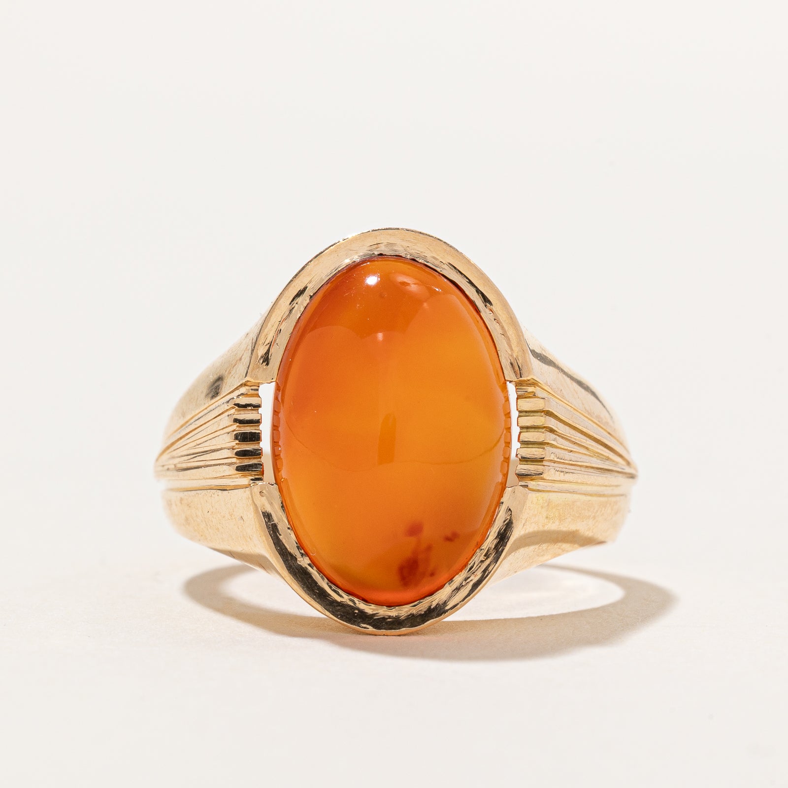 Carnelian Textured Cocktail Ring | 7.60ct | SZ 9