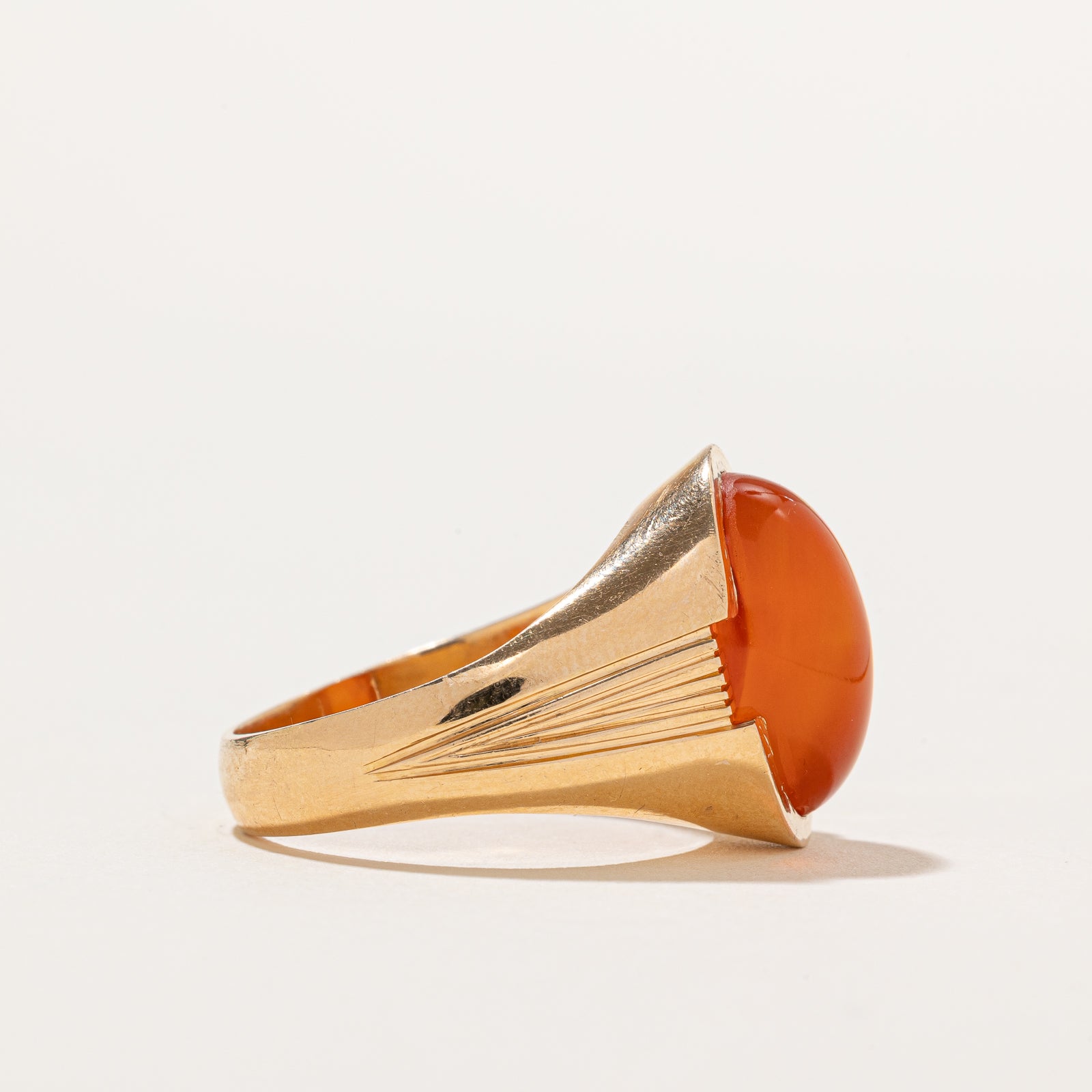 Carnelian Textured Cocktail Ring | 7.60ct | SZ 9