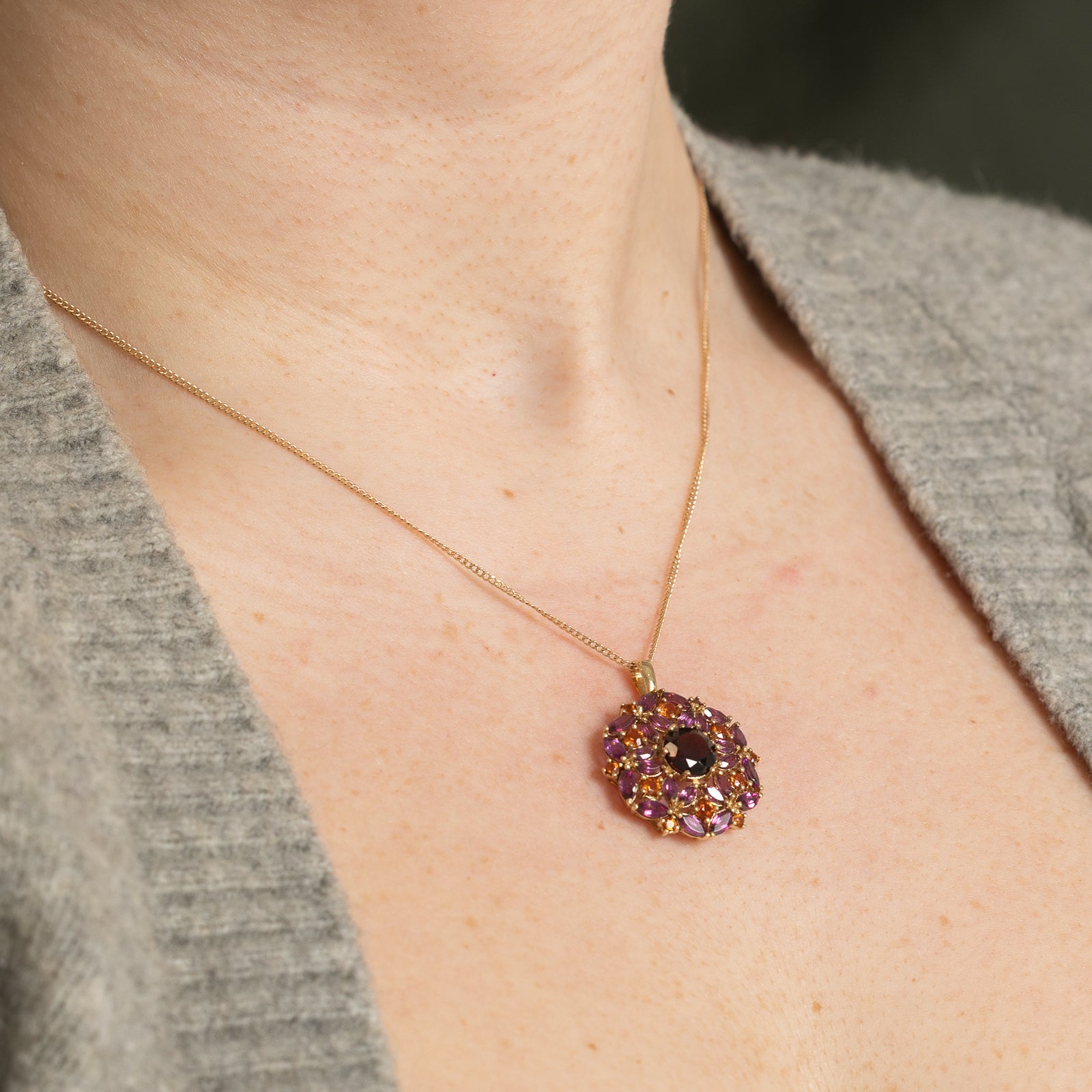 Garnet Floral Pendant | 6.50ctw