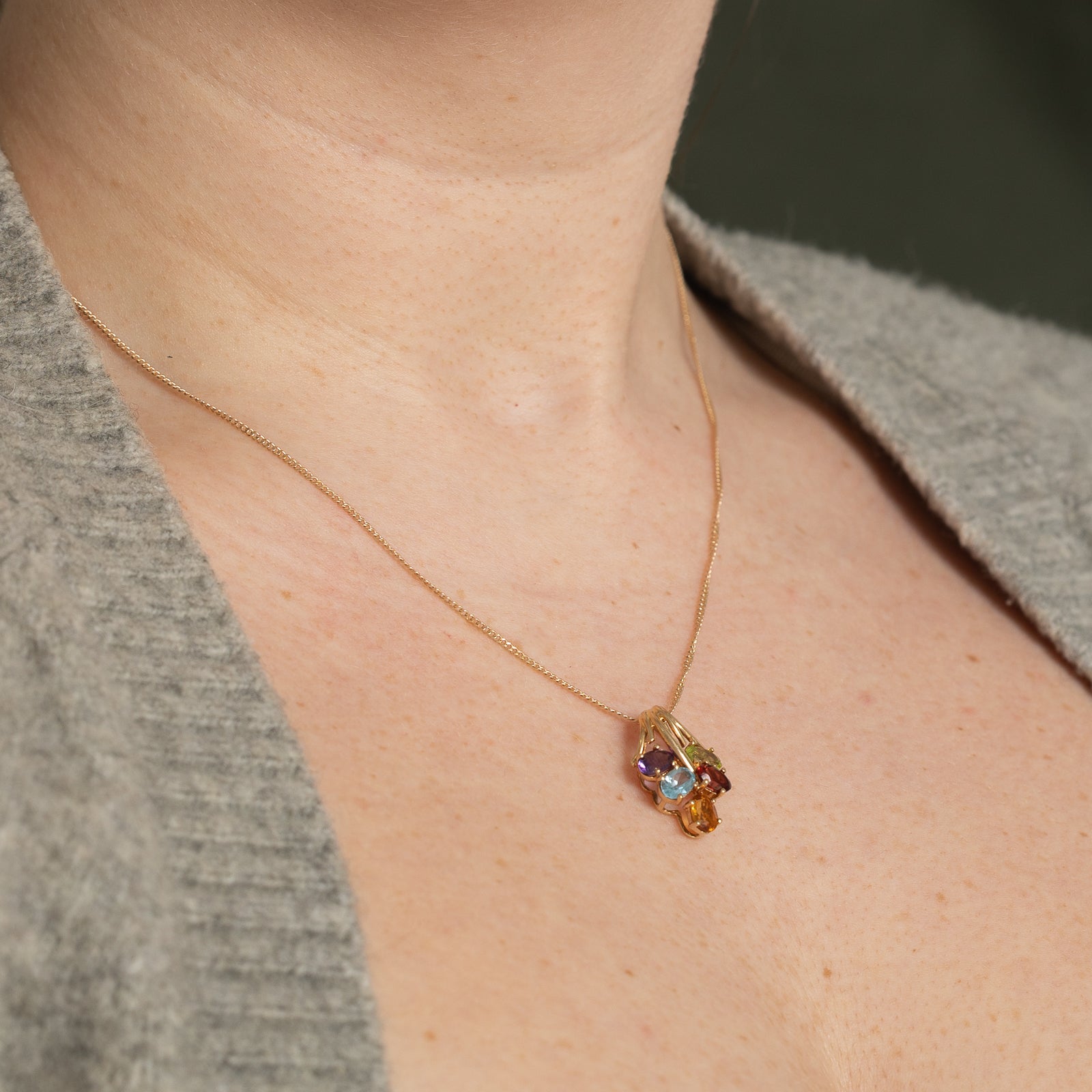 Amethyst, Peridot, Blue Topaz, Garnet, Citrine Pendant | 2.00ctw