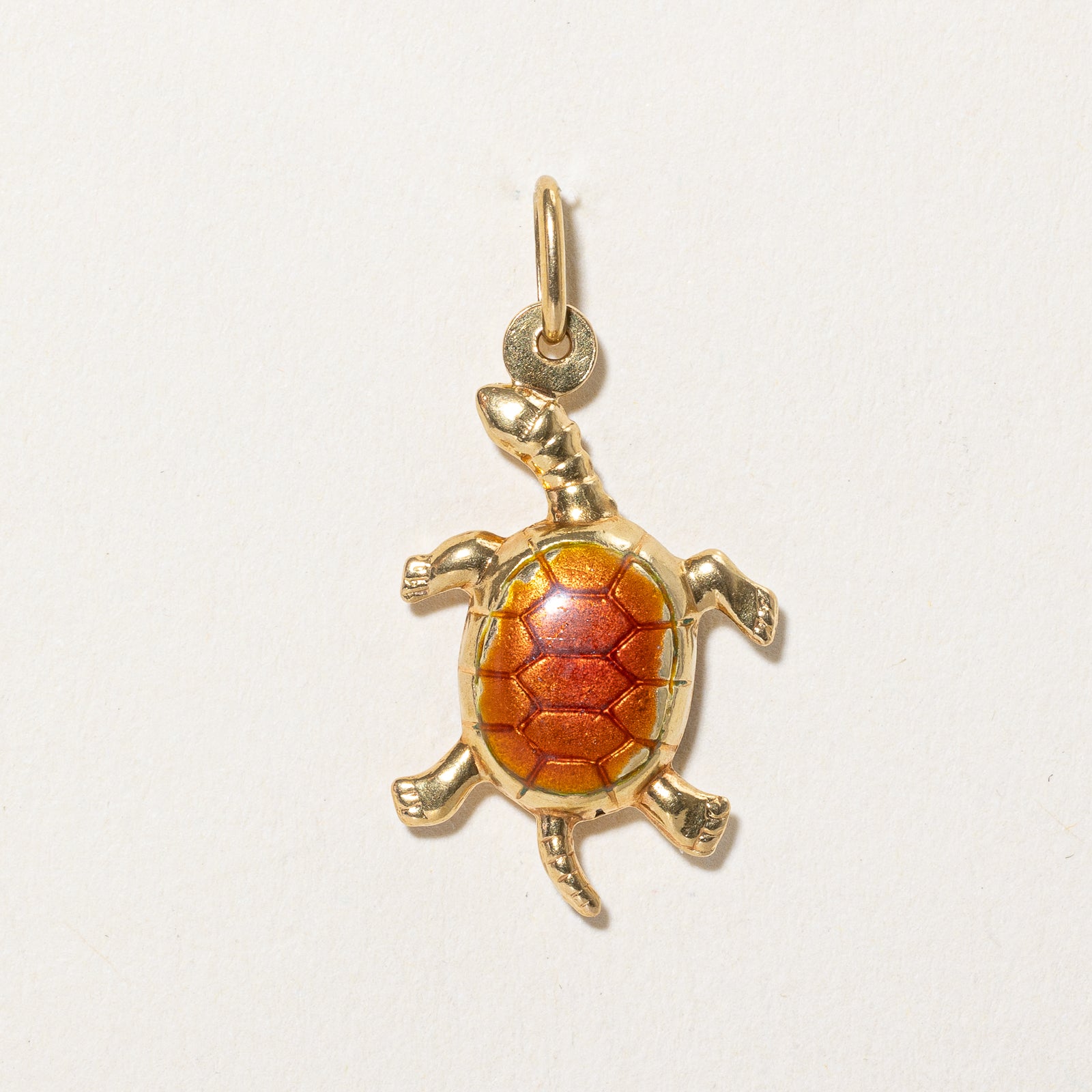 Italian 18k Yellow Gold & Enamel Turtle Charm