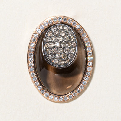 Oval Smoky Quartz & Diamond Halo Pendant | 6.60ct, 0.55ctw