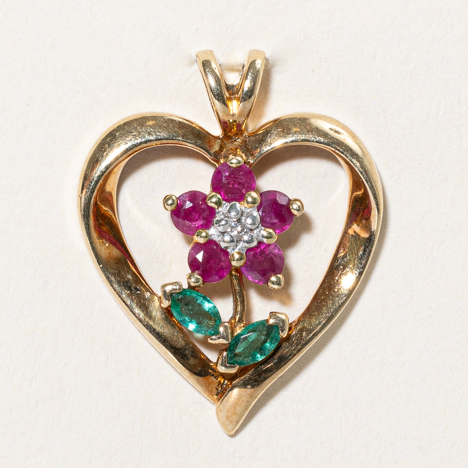Multi Gemstone Flower & Heart Pendant | 0.50ctw, 0.01ct