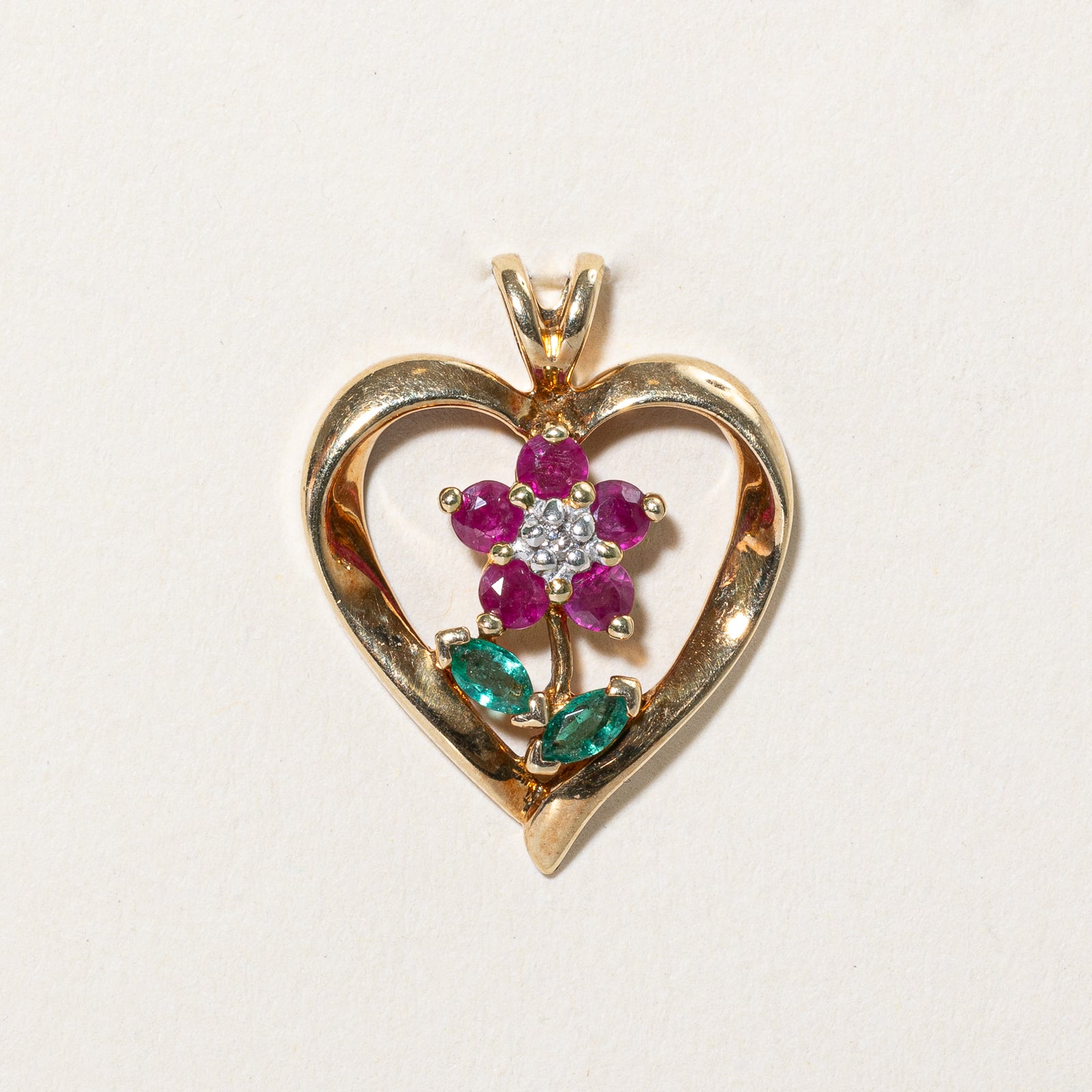 Multi Gemstone Flower & Heart Pendant | 0.50ctw, 0.01ct
