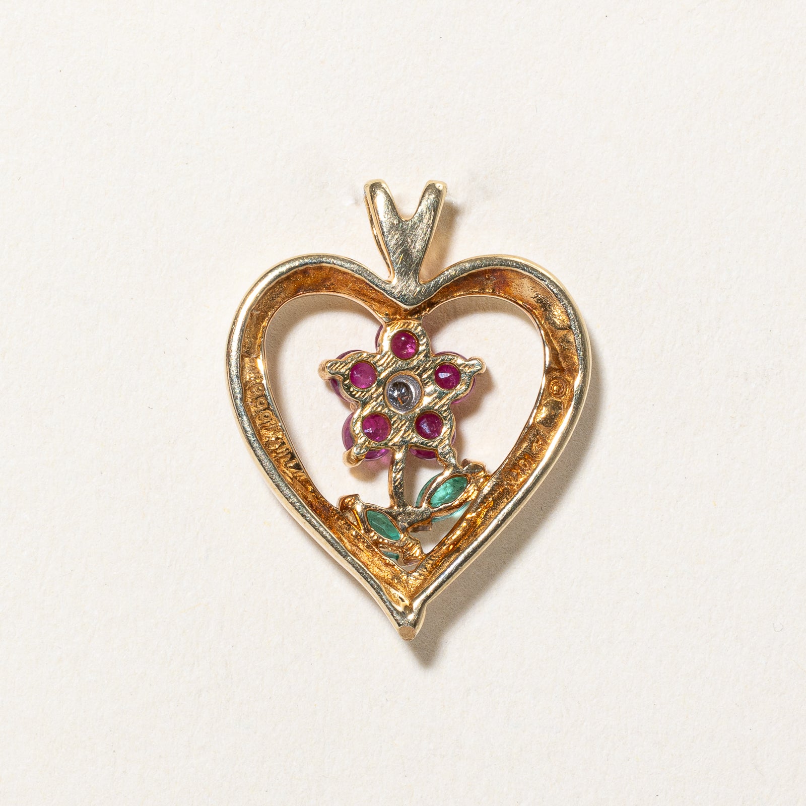 Multi Gemstone Flower & Heart Pendant | 0.50ctw, 0.01ct