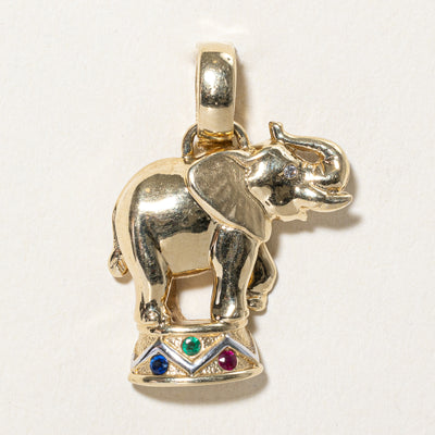 Multi Gemstone Circus Elephant Pendant | 0.08ctw, 0.01ct