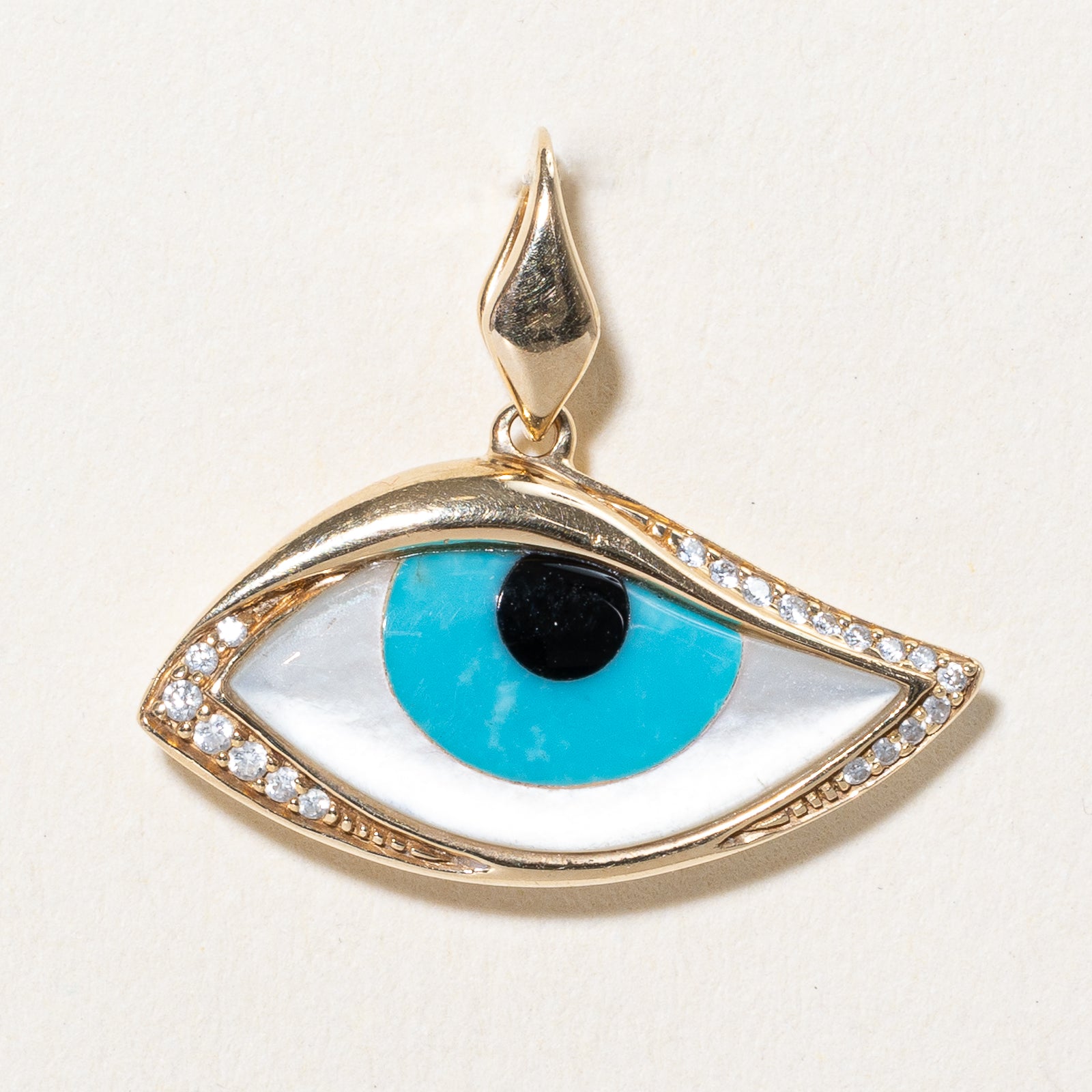 Pendentif œil protecteur « Kabana » en pierres précieuses multiples | 2,50 ct, 0,07 ct