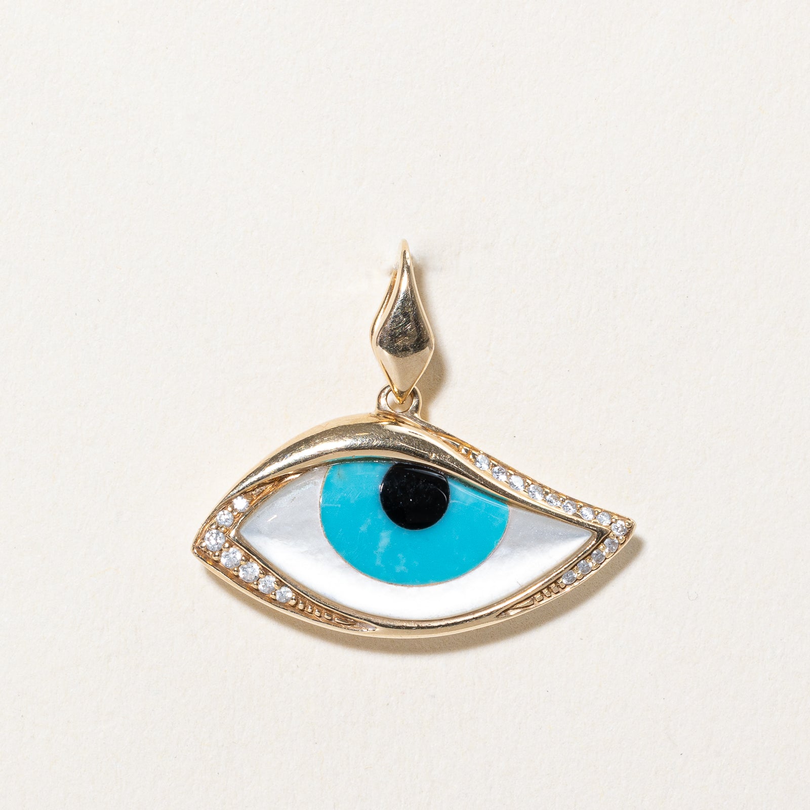 Pendentif œil protecteur « Kabana » en pierres précieuses multiples | 2,50 ct, 0,07 ct