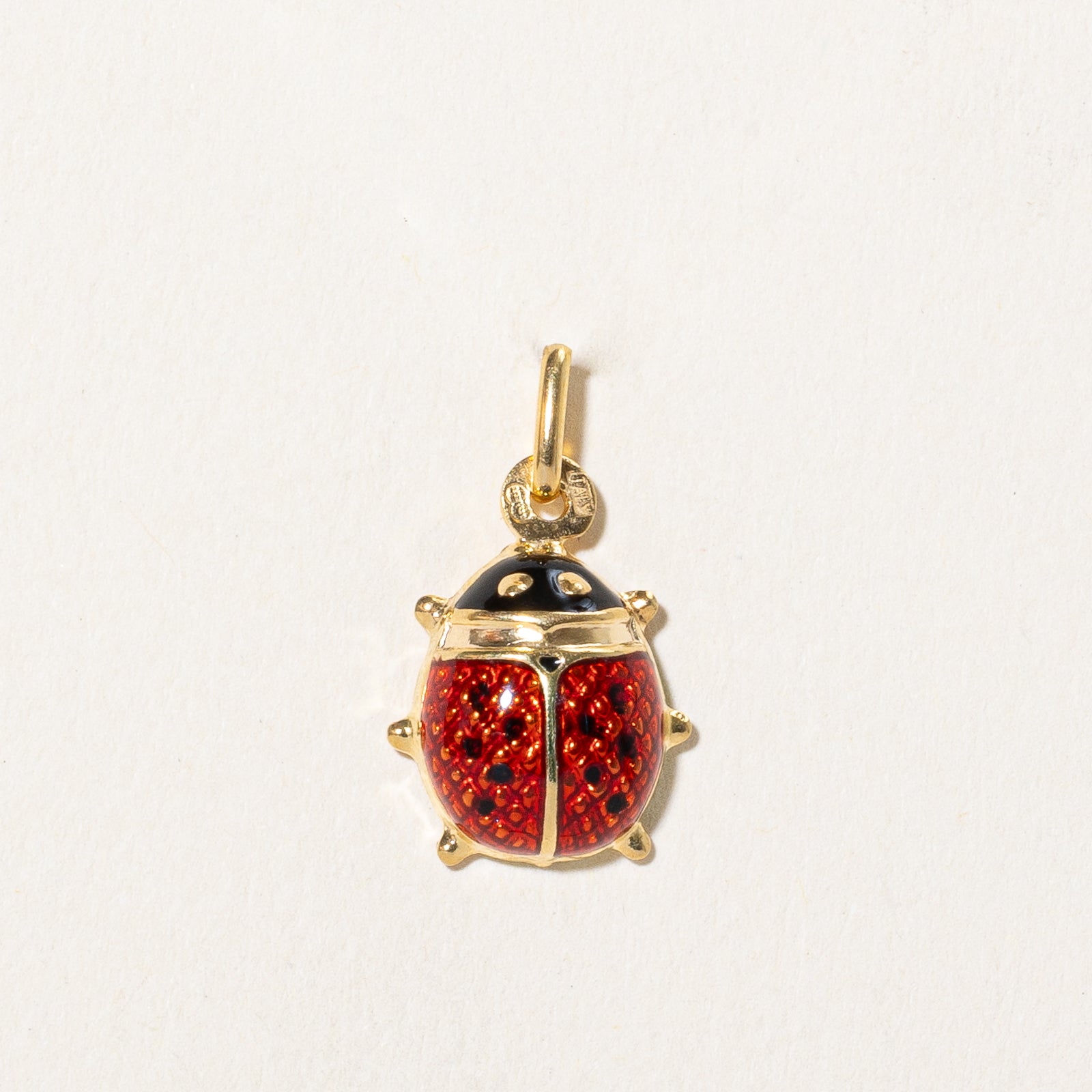 Italian 14k Yellow Gold Lady Bug Charm Pendant |