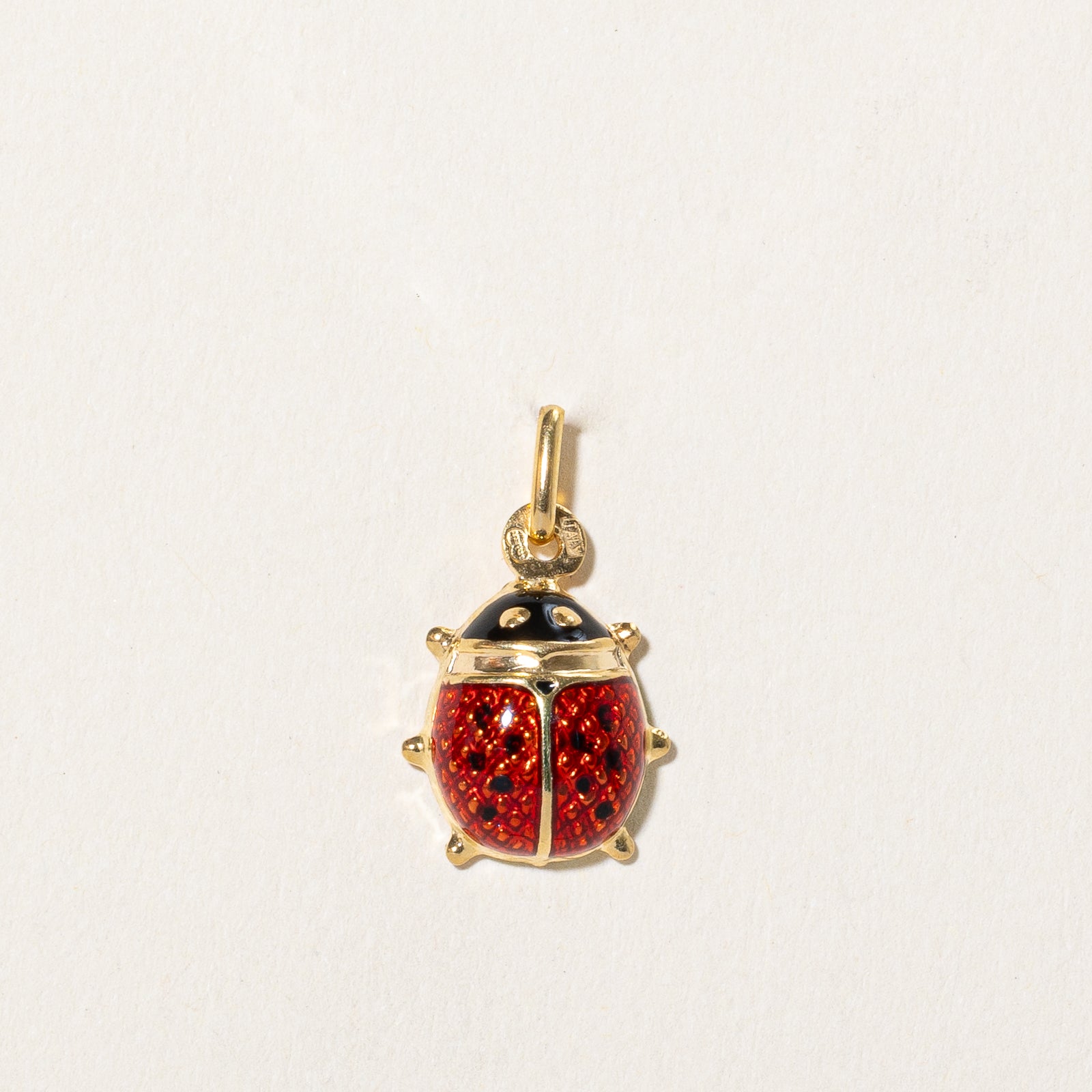 Italian 14k Yellow Gold Lady Bug Charm Pendant |