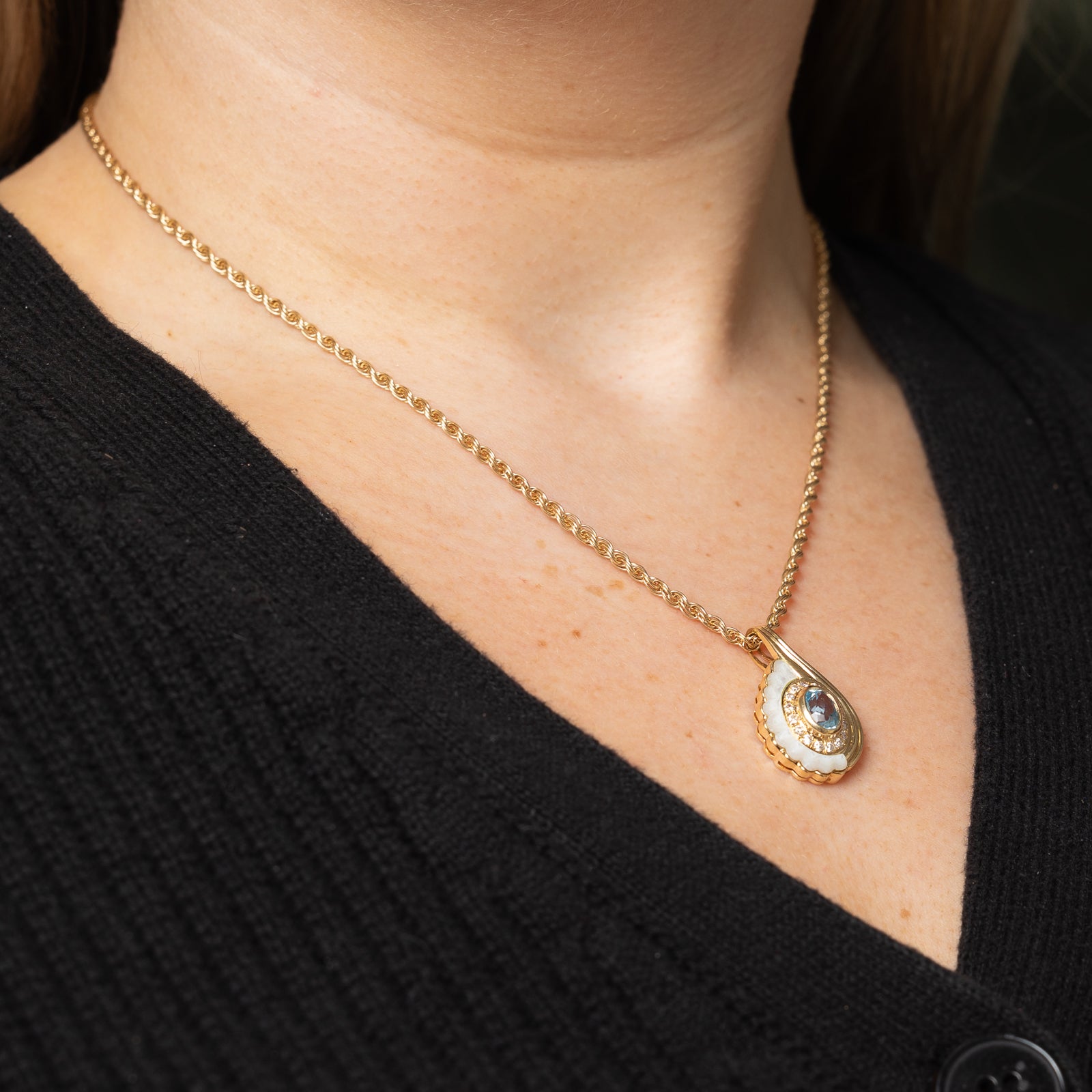 Multi Gem Pendant & Necklace | 1.10ct, 0.16ctw | 18" |