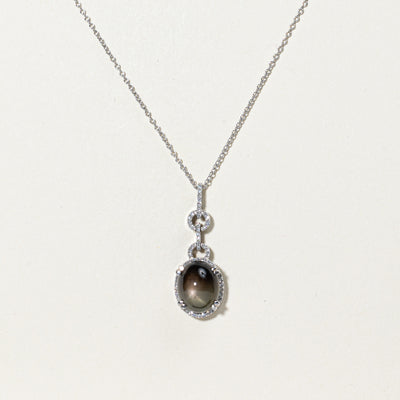 Chatoyant Sapphire & Diamond Pendant & Necklace | 7.50ct, 0.17ctw | 16