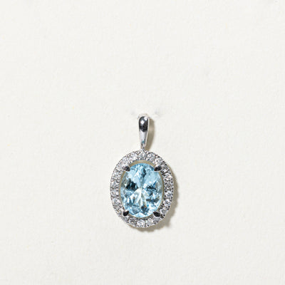 Aquamarine & Diamond Halo Pendant | 1.26ct, 0.12ctw |