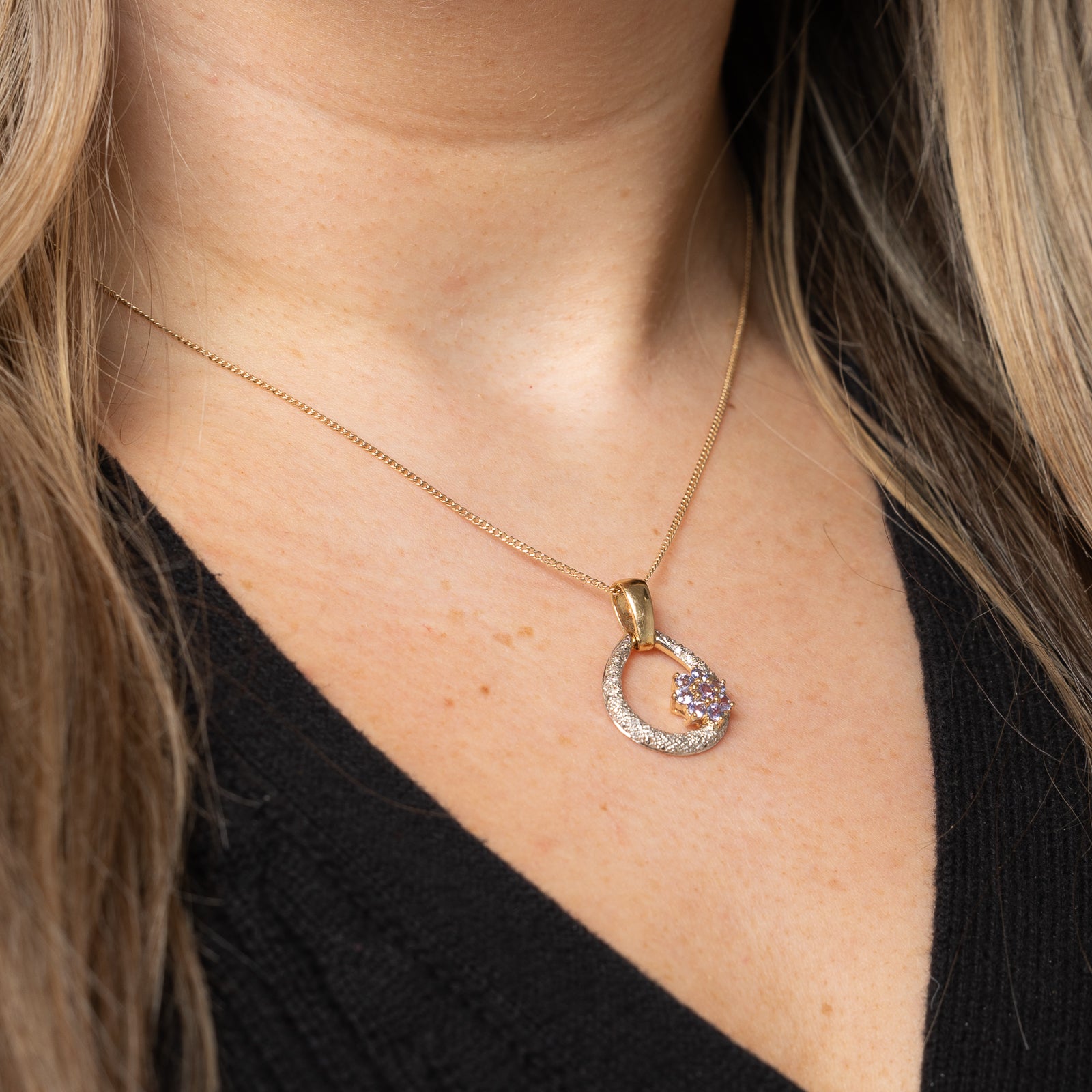 Tanzantie & Diamond Pear Shaped Pendant | 0.57ctw, 0.07ctw |