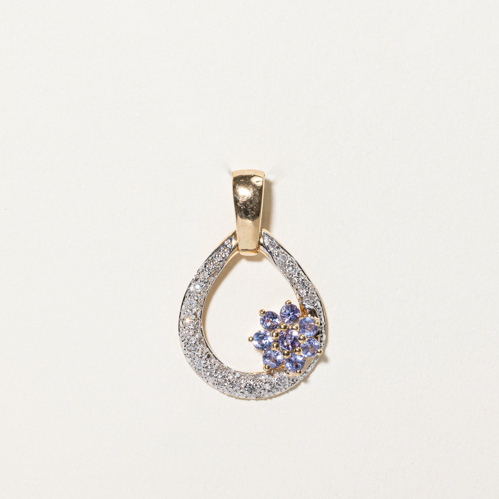 Tanzantie & Diamond Pear Shaped Pendant | 0.57ctw, 0.07ctw |