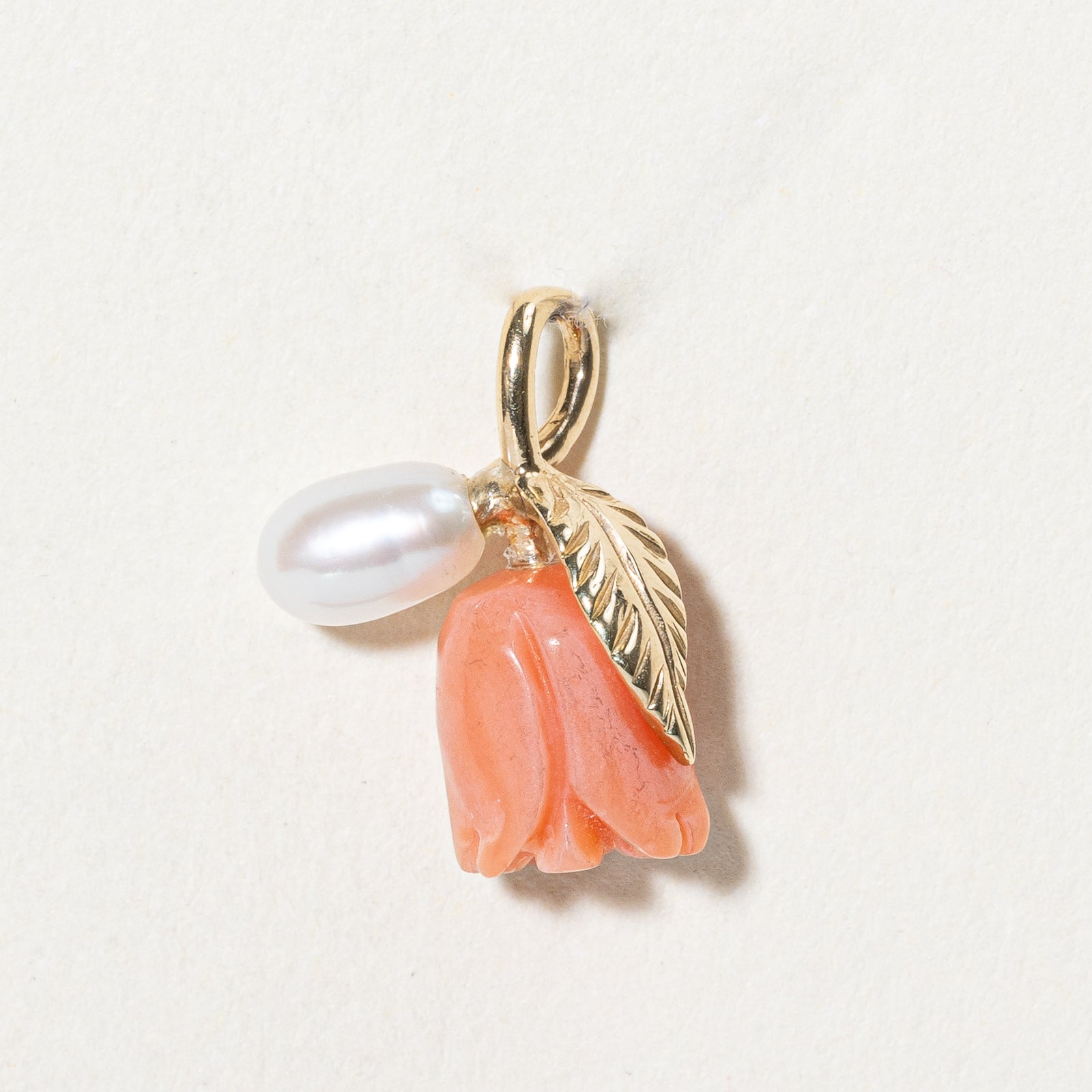 Coral & Pearl Flower Charm Pendant | 1.60ct |