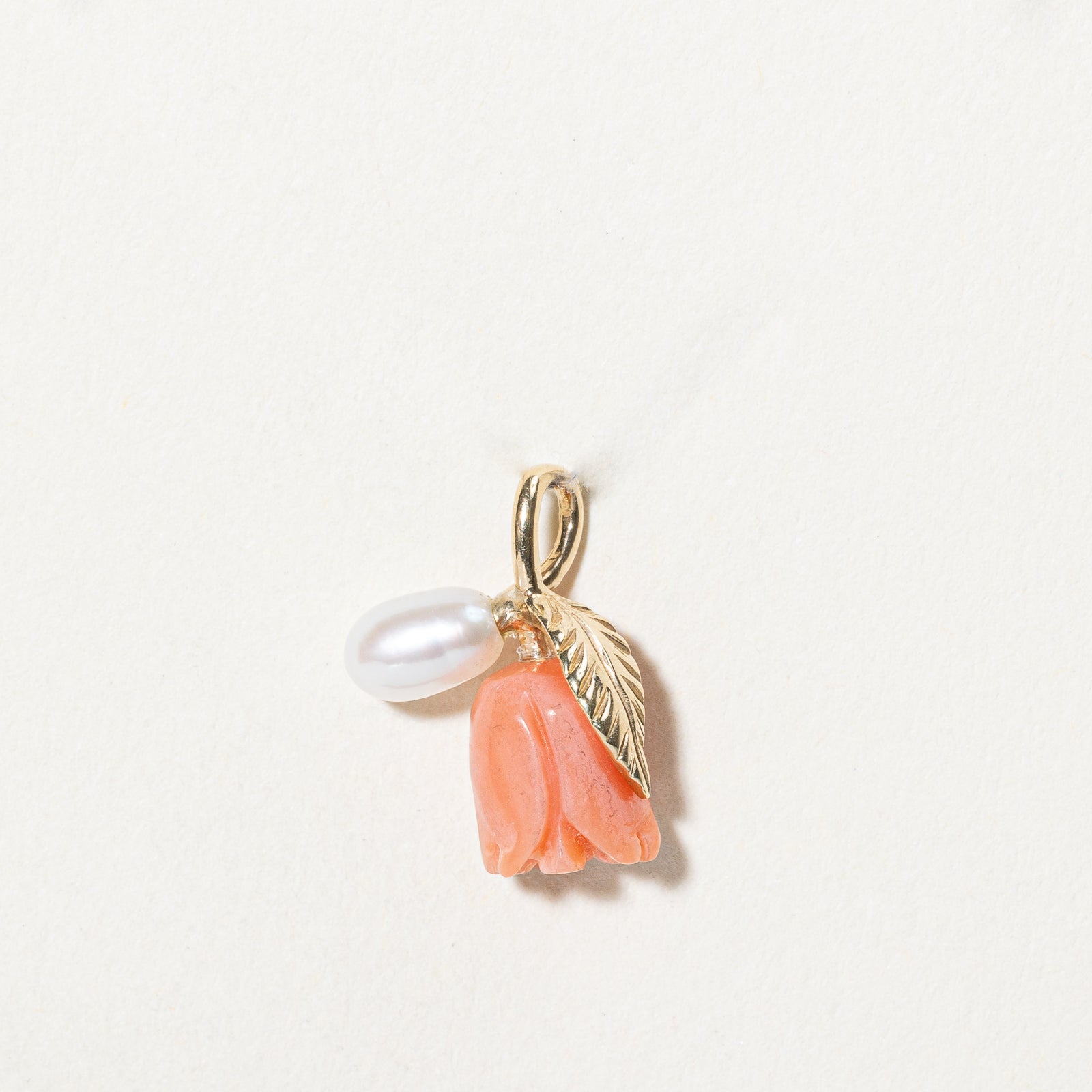 Coral & Pearl Flower Charm Pendant | 1.60ct |