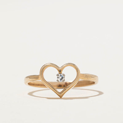 White Sapphire Open Heart Ring | 0.02ct | SZ 5