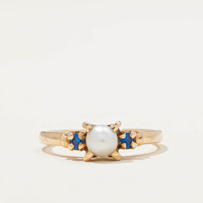 Pearl & Synthetic Spinel Ring | 0.06ctw | SZ 6