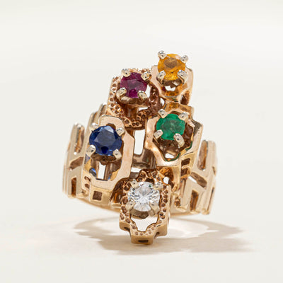 Multi Gemstone Abstract Cocktail Ring | 0.20ct | SZ 7