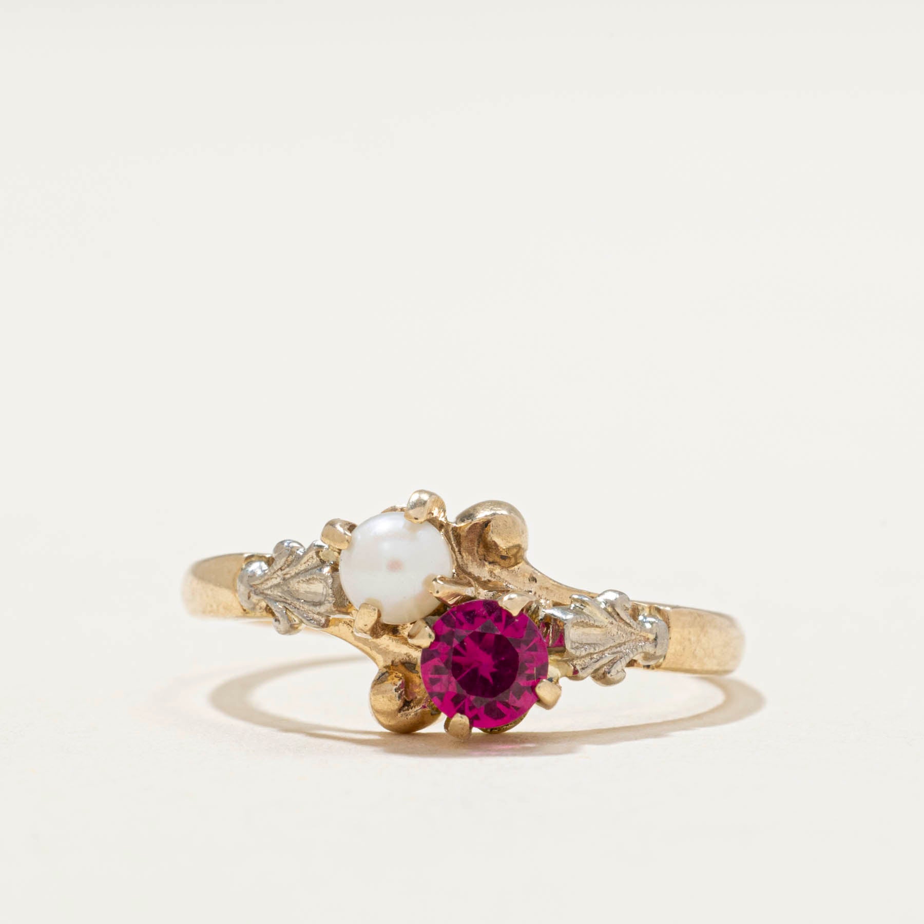 Toi et Moi Ruby & Pearl Ring | 0.50ctw | SZ 7.25
