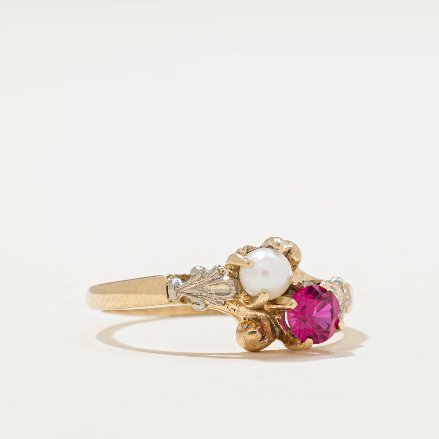 Toi et Moi Ruby & Pearl Ring | 0.50ctw | SZ 7.25