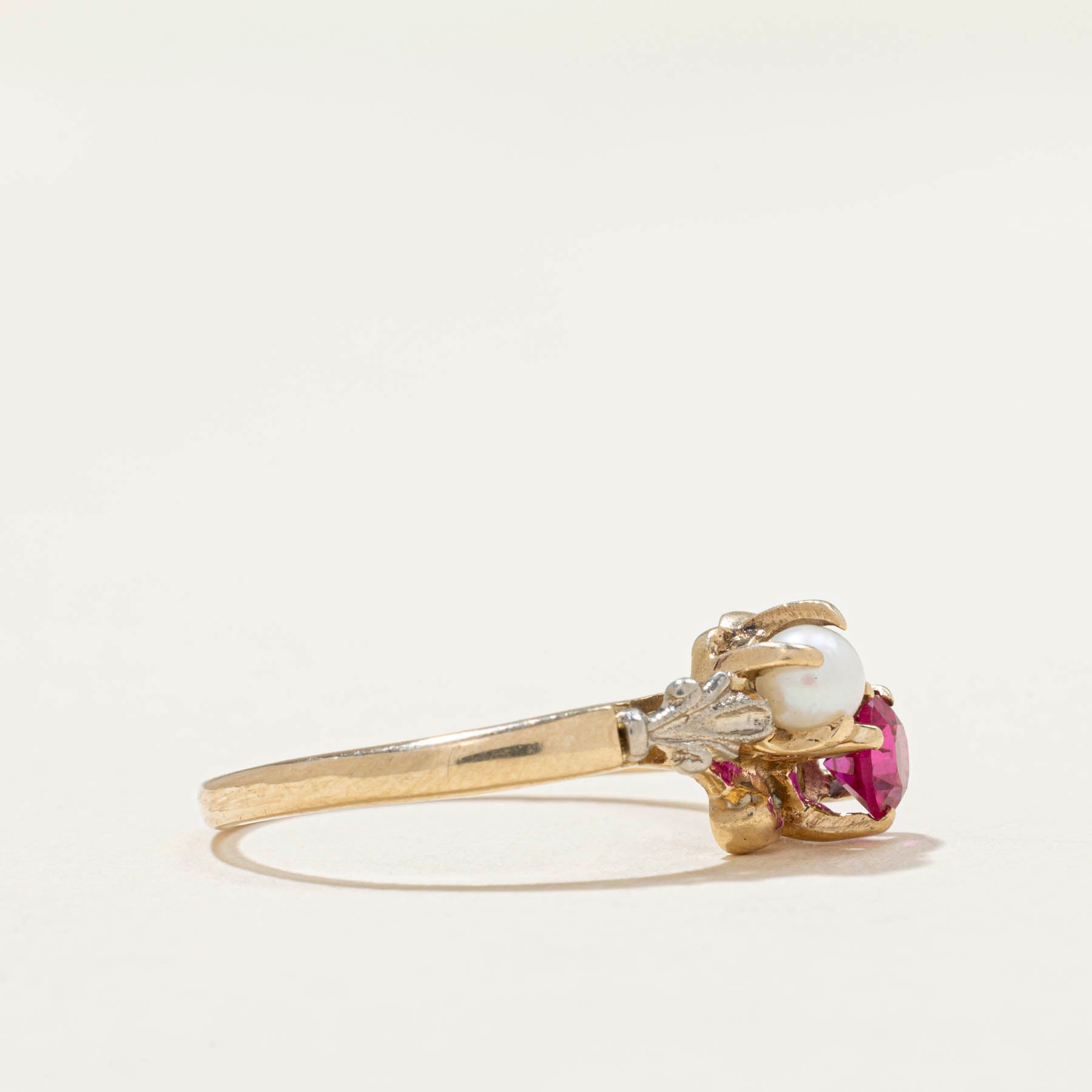 Toi et Moi Ruby & Pearl Ring | 0.50ctw | SZ 7.25