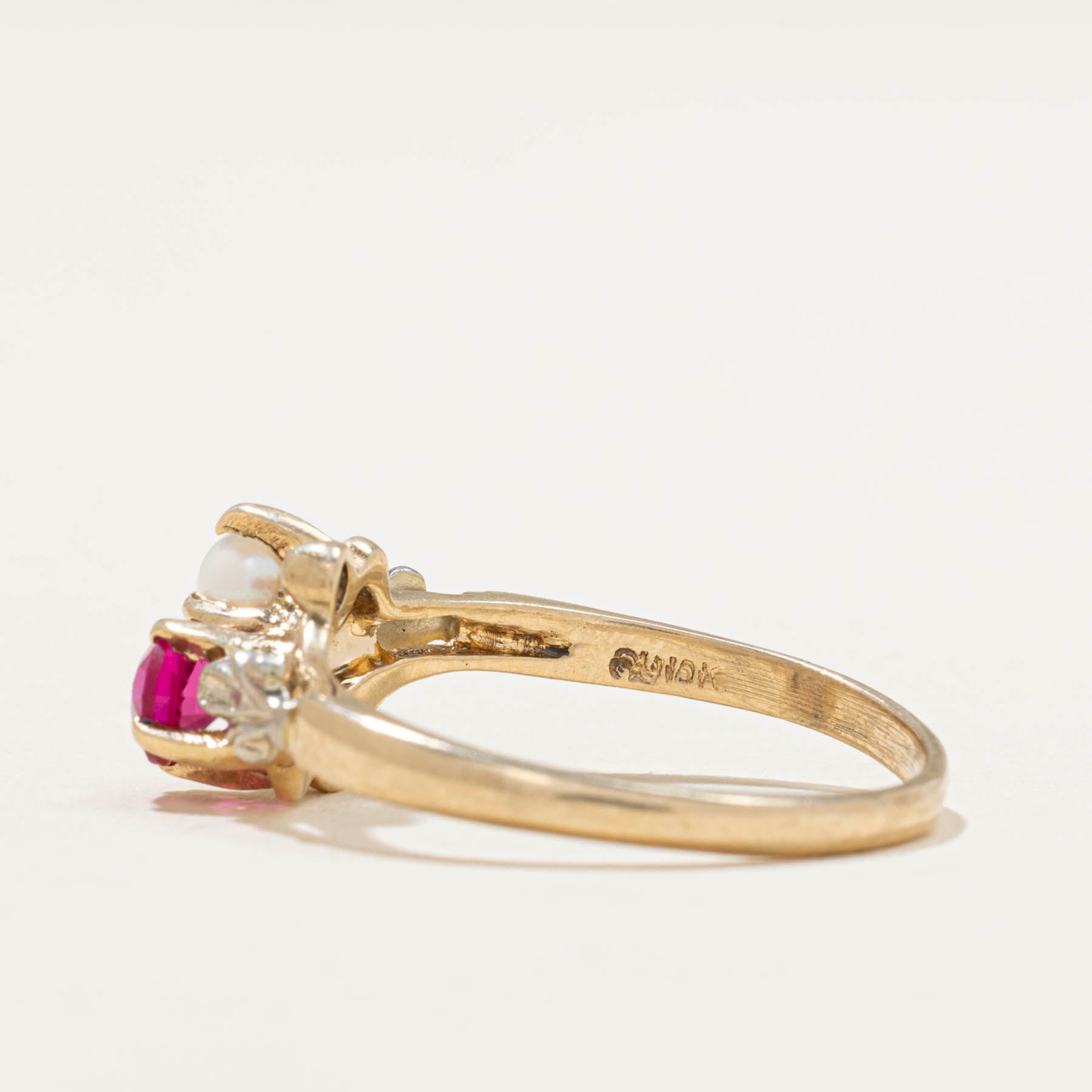 Toi et Moi Ruby & Pearl Ring | 0.50ctw | SZ 7.25