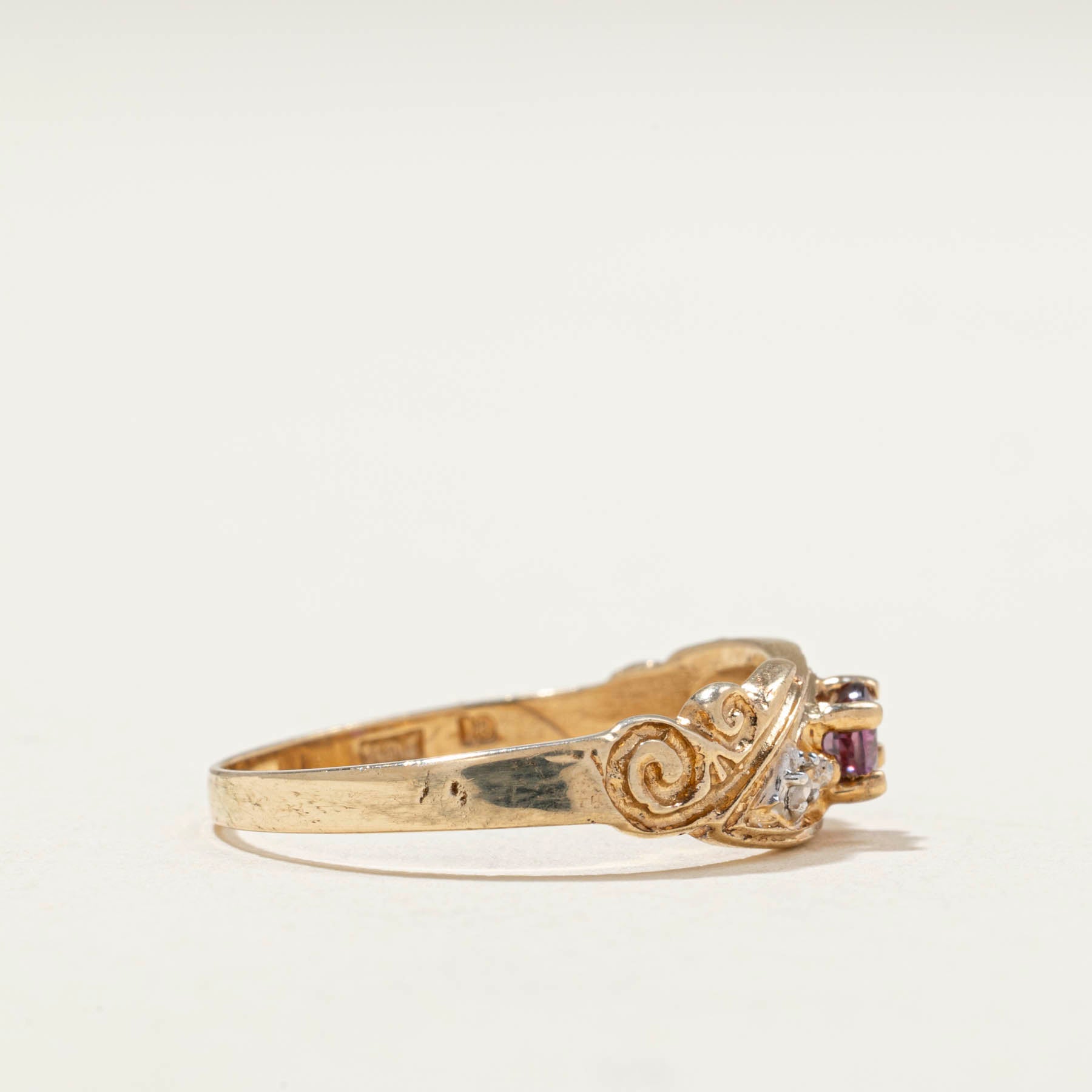 Ruby & Diamond Textured Ring | 0.16ct | 0.01ctw | SZ 7