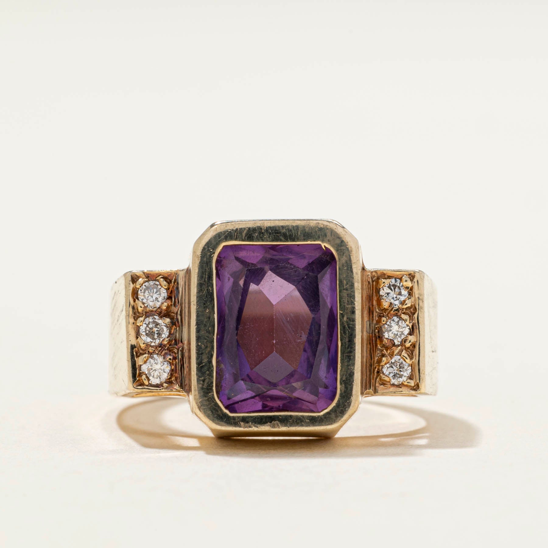 Synthetic Sapphire & Natural Diamond Cocktail Ring | 3.30ct | 0.08ctw | SZ 5.25
