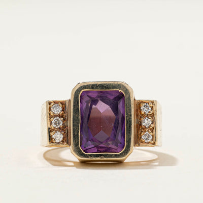 Synthetic Sapphire & Natural Diamond Cocktail Ring | 3.30ct | 0.08ctw | SZ 5.25