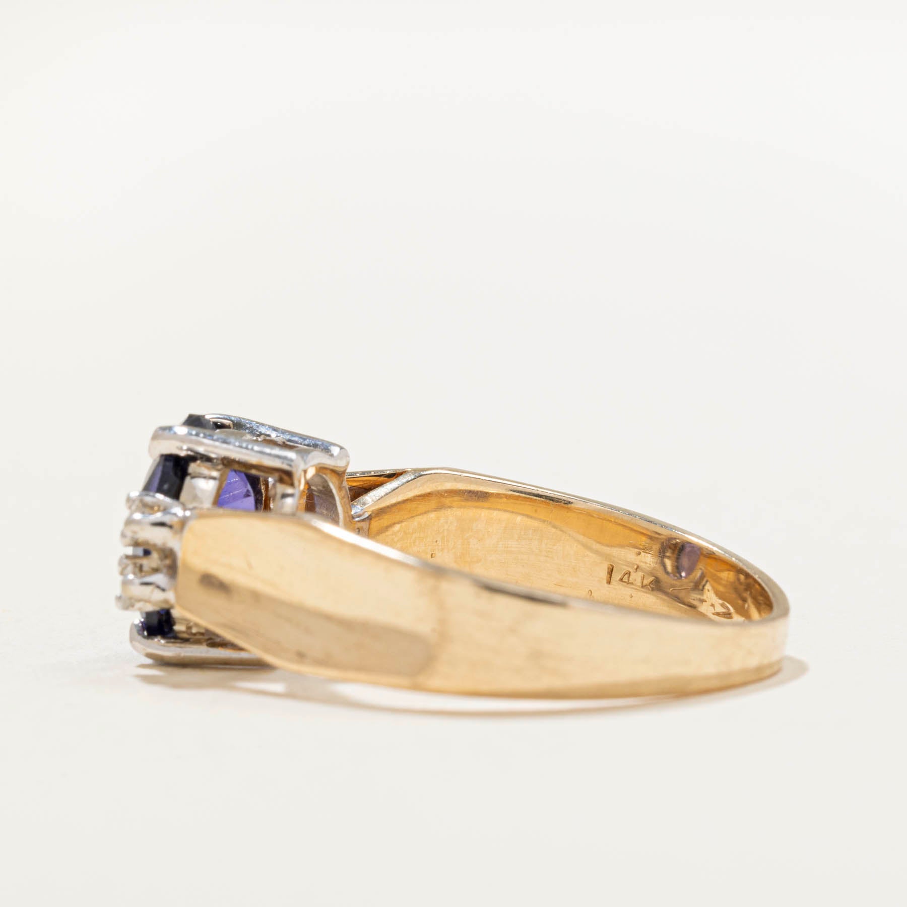 Oval Cut Synthetic Sapphire & Natural Diamond Ring | 2.20ct | 0.08ctw | SZ 6.5