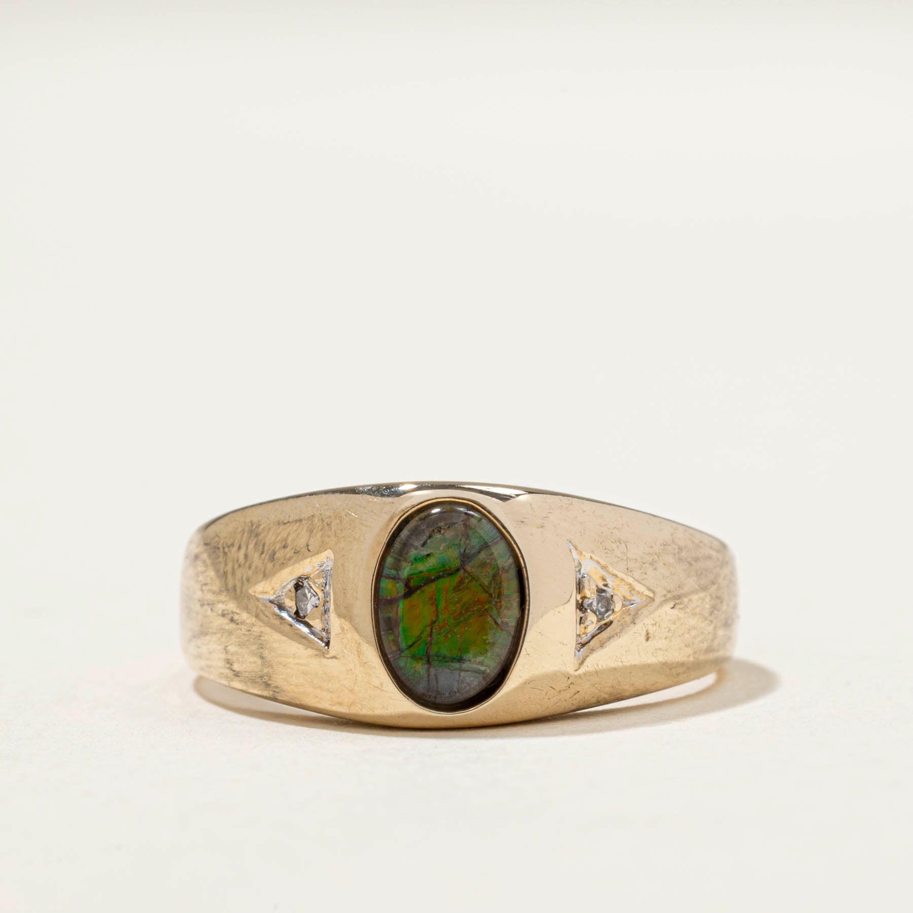 Oval Ammolite & Diamond Ring | 0.20ct | 0.005ctw | SZ 8