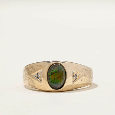 Oval Ammolite & Diamond Ring | 0.20ct | 0.005ctw | SZ 8