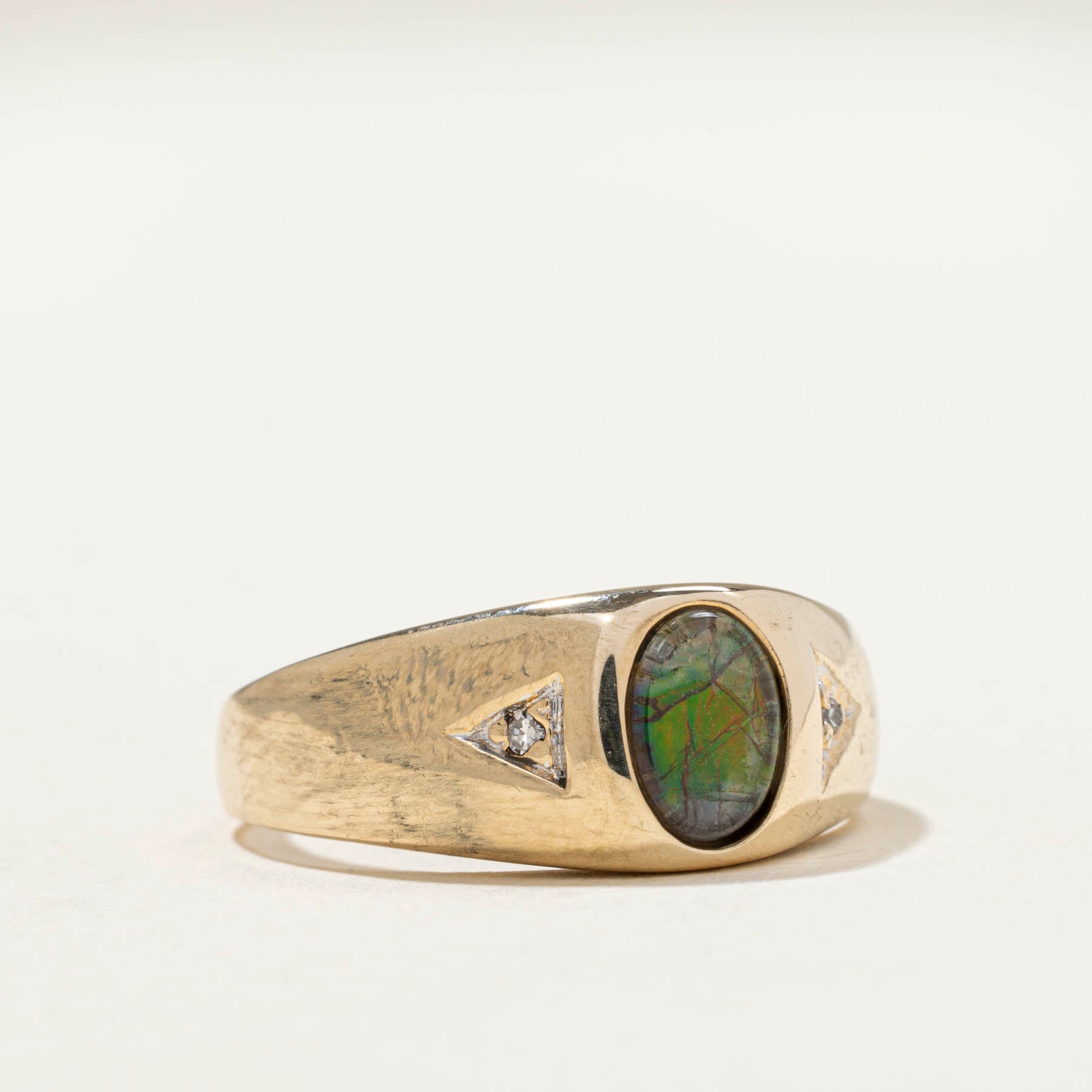 Oval Ammolite & Diamond Ring | 0.20ct | 0.005ctw | SZ 8