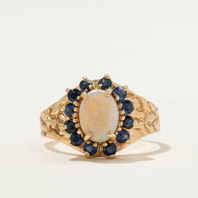Opal & Synthetic Sapphire Petal Ring | 1.12ctw | SZ 6.5