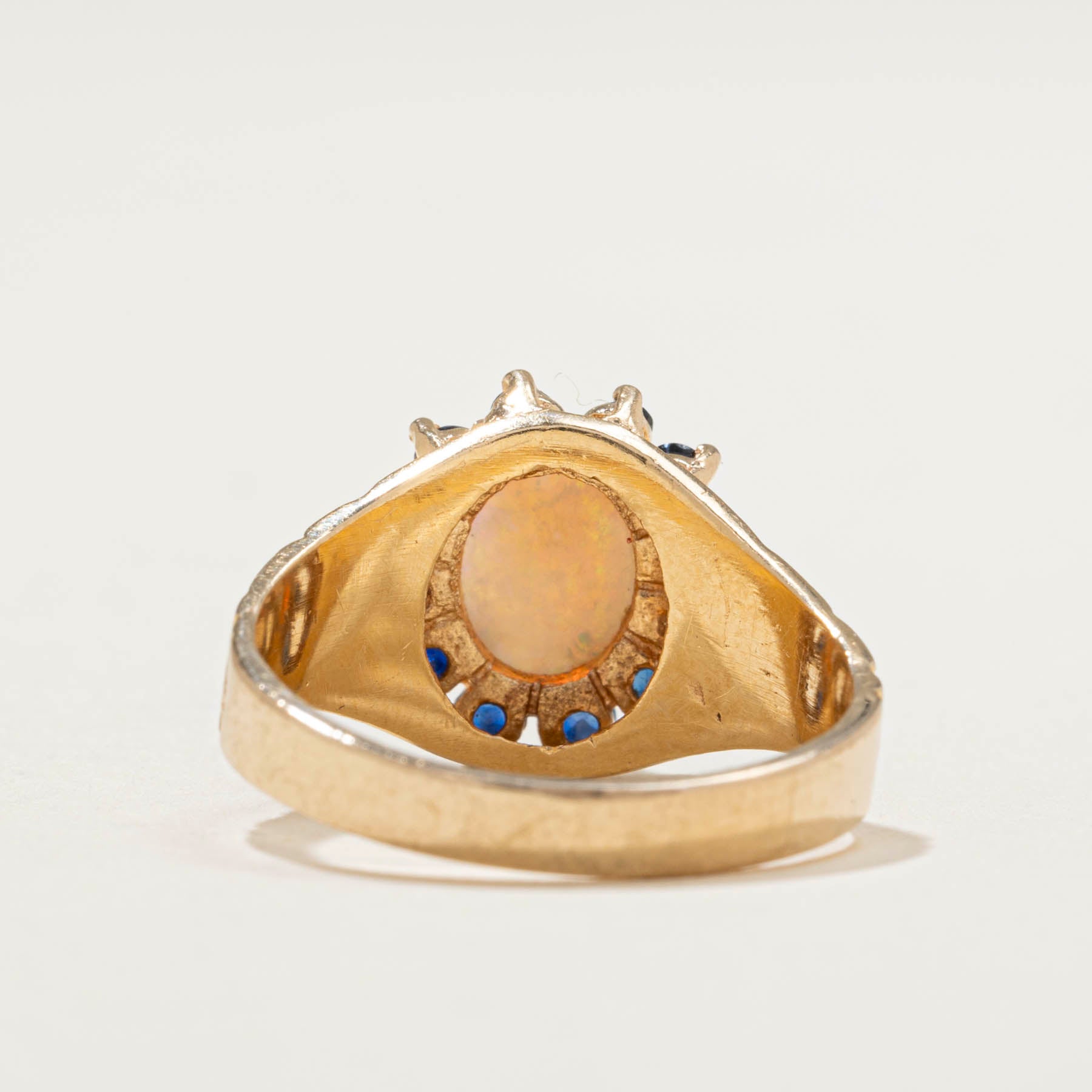 Opal & Synthetic Sapphire Petal Ring | 1.12ctw | SZ 6.5