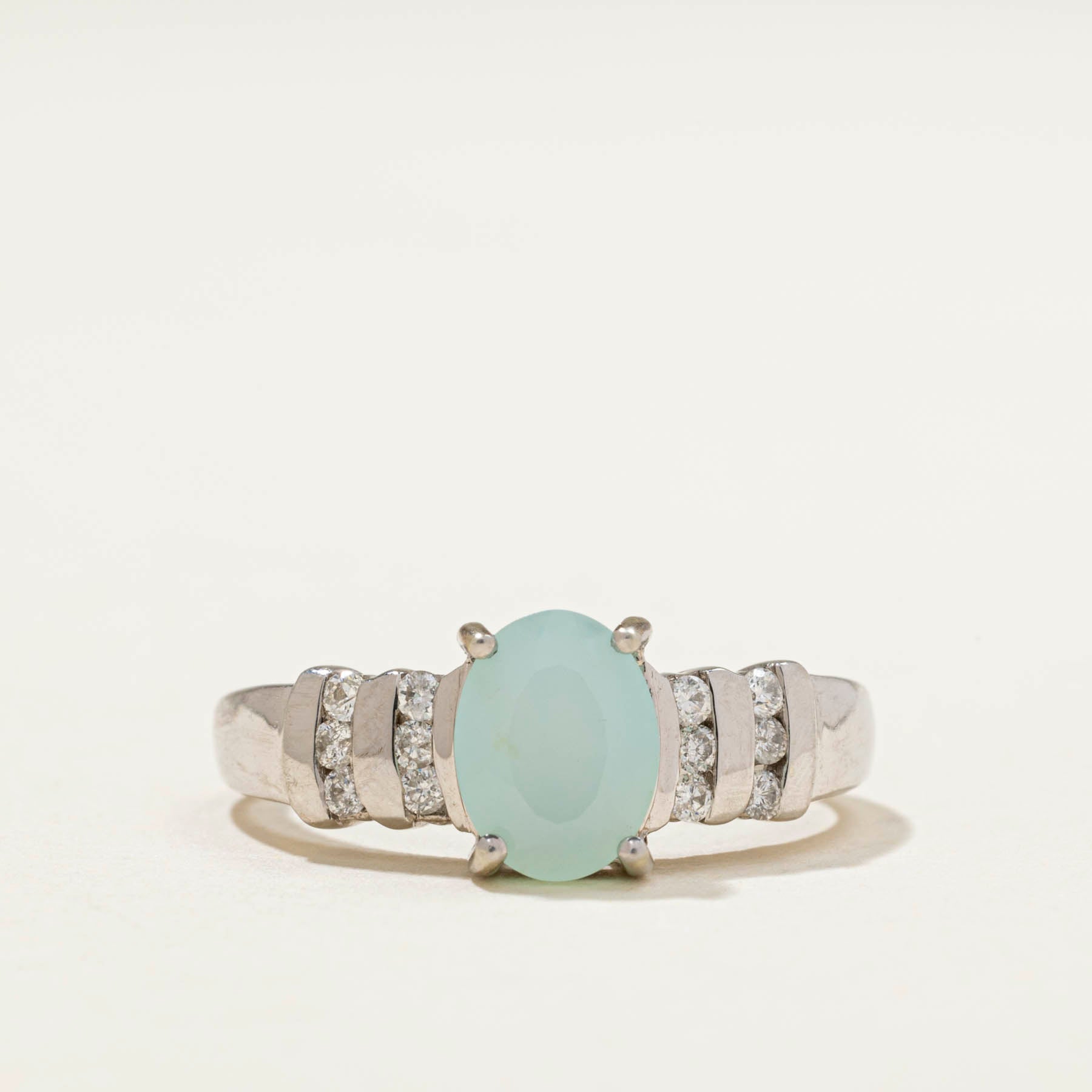 Birmingham Oval Cabochon Opal & Diamond Ring | 1.00ct | 0.16ctw | SZ 7