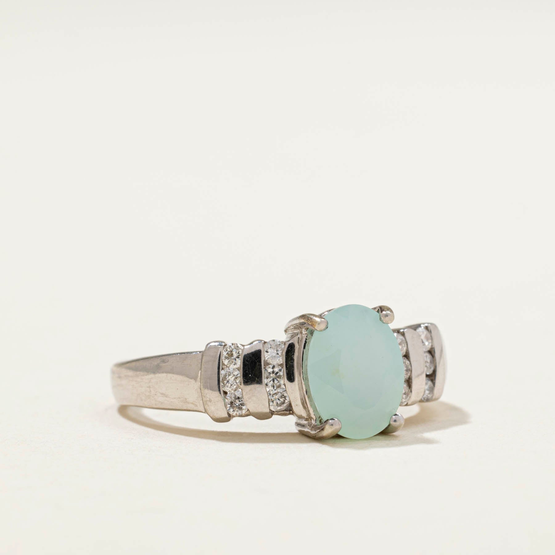 Birmingham Oval Cabochon Opal & Diamond Ring | 1.00ct | 0.16ctw | SZ 7