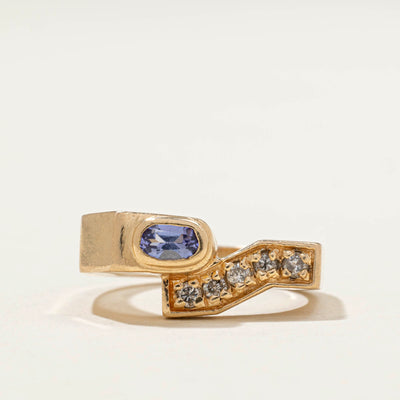 Tanzanite & Diamond Cross Over Ring | 0.21ct &| 0.12ctw | SZ 6