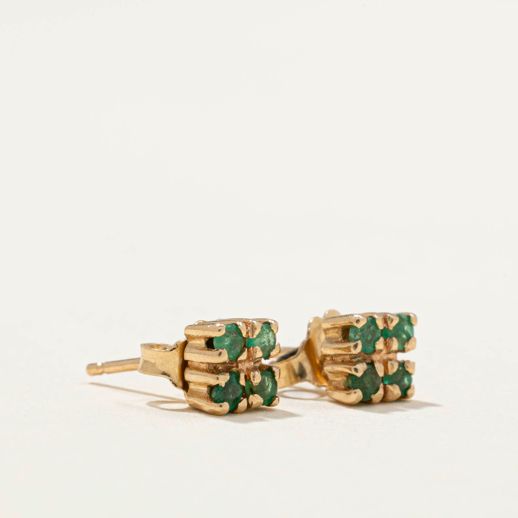 Emerald Cluster Stud Earrings | 0.08ctw