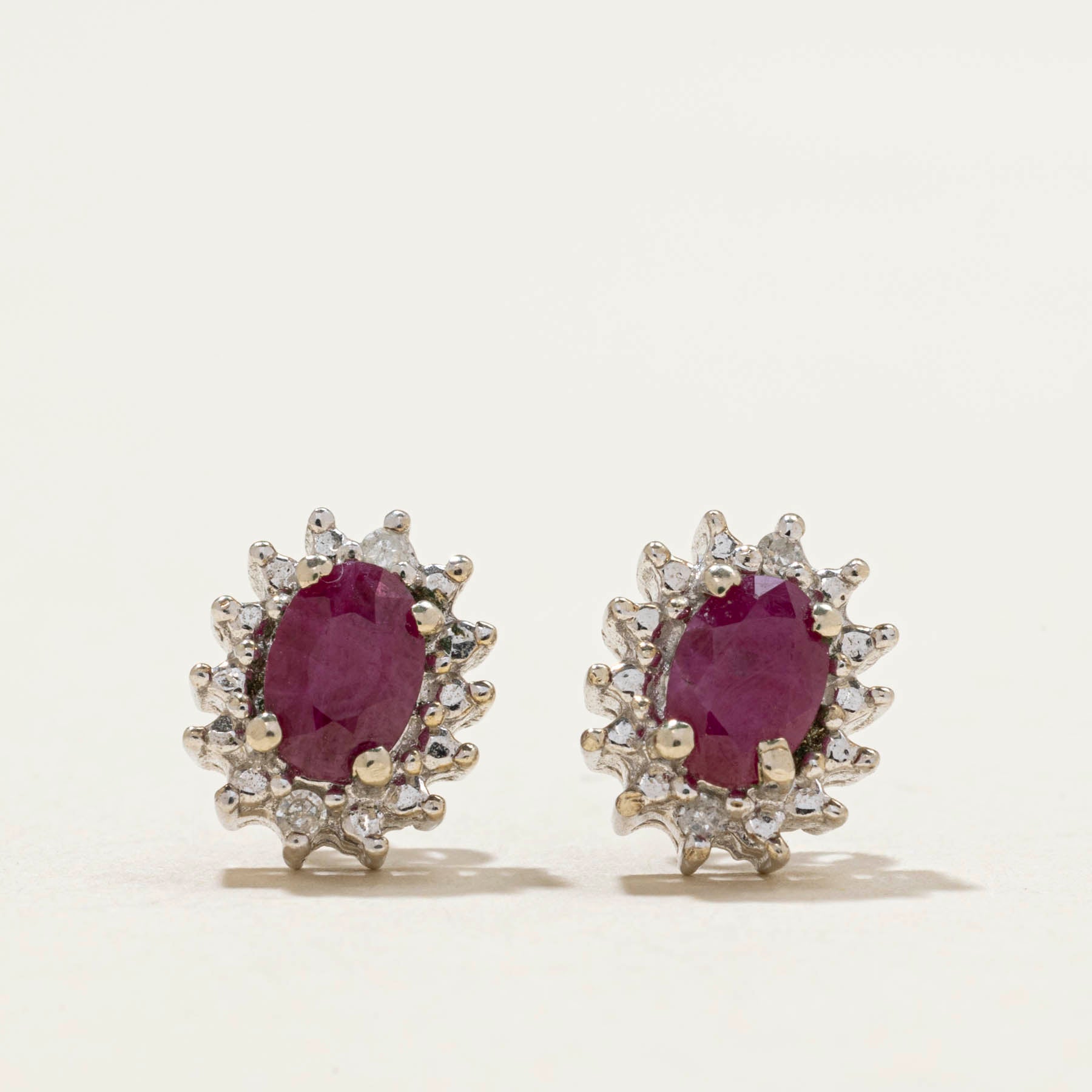 Ruby & Diamond Petal Stud Earrings | 0.80ctw | 0.02ctw |