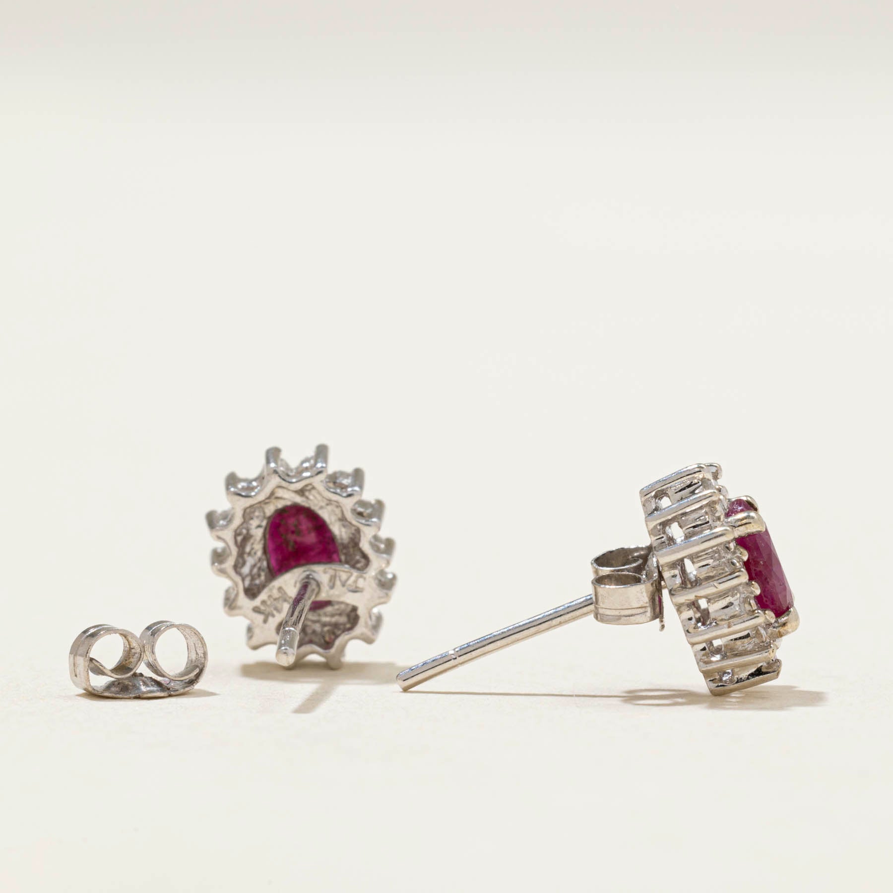 Ruby & Diamond Petal Stud Earrings | 0.80ctw | 0.02ctw |