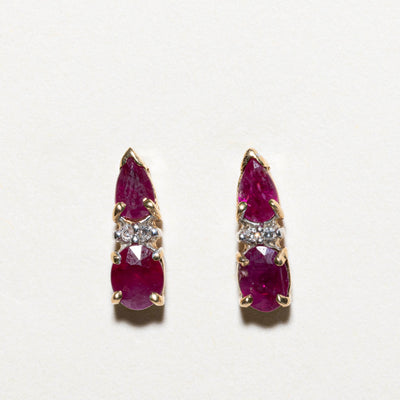 Ruby & Diamond Stud Earrings | 0.96ctw | 0.02ctw |
