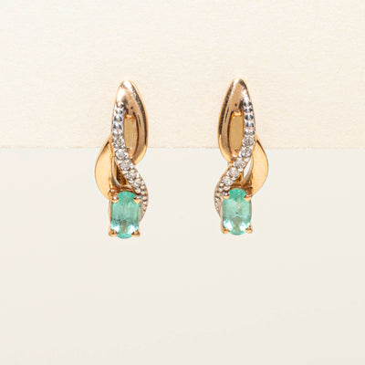 Emerald & Diamond Crossover Earrings | 0.30ctw | 0.05ctw |