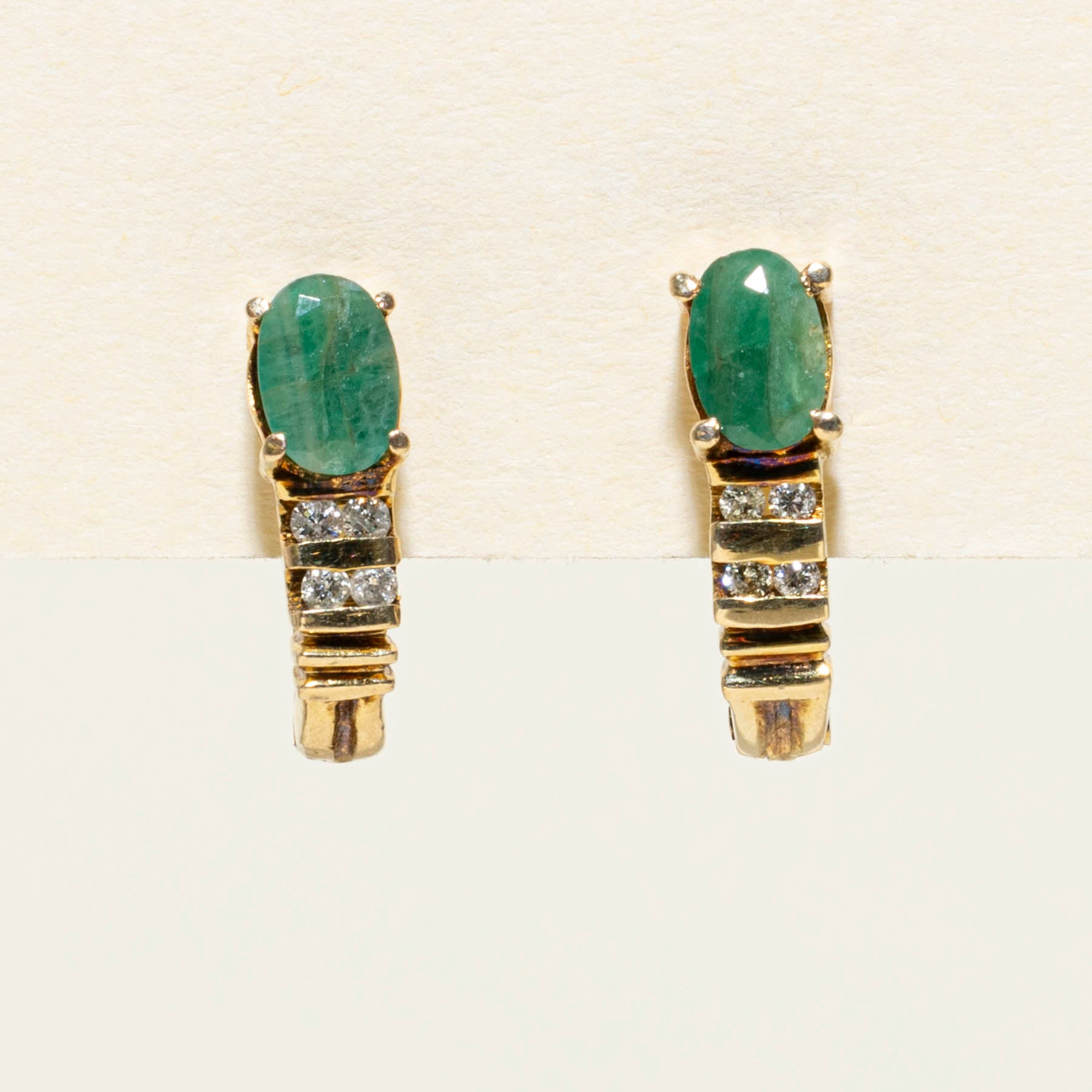 Emerald & Diamond Huggie Earrings | 0.76ctw | 0.06ctw |