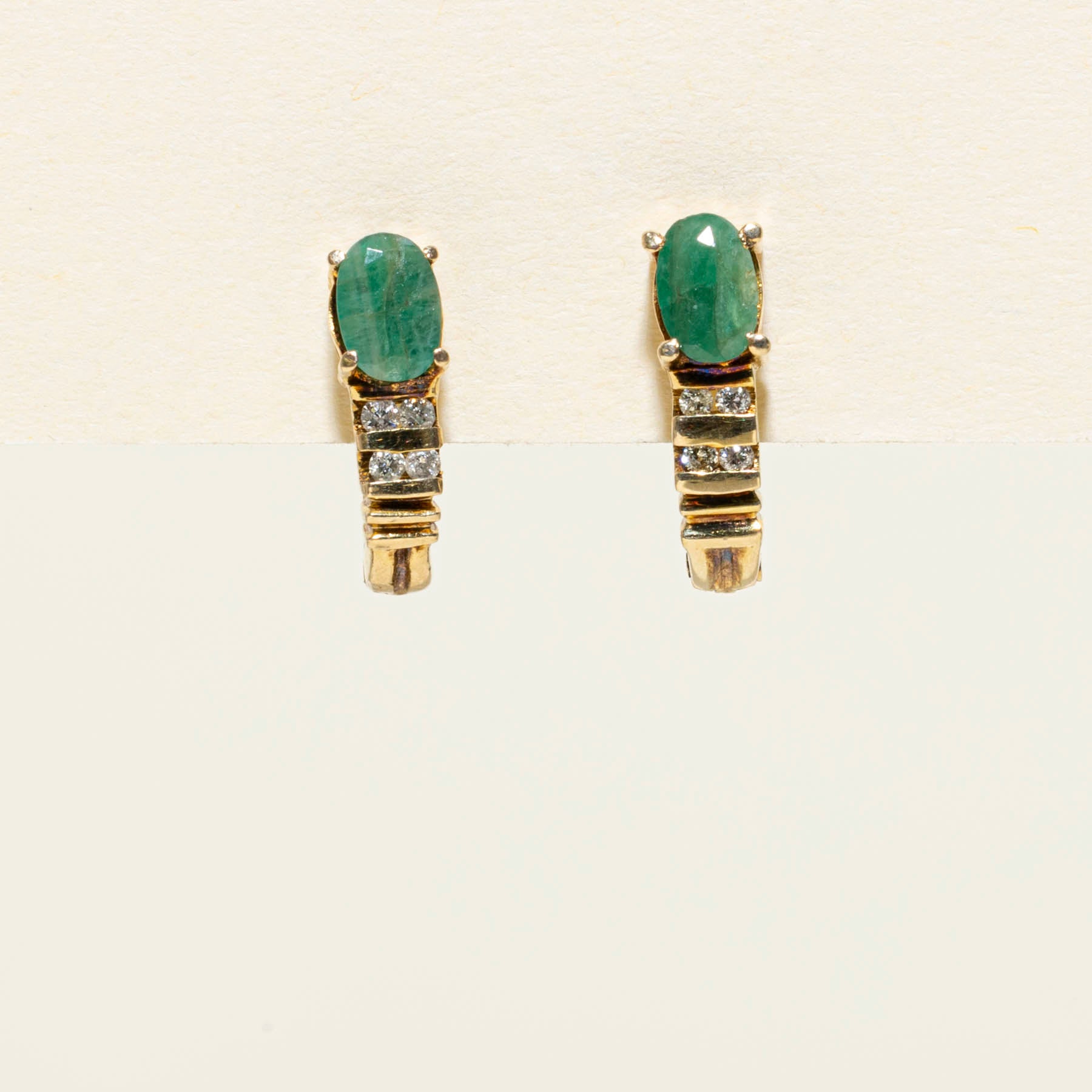 Emerald & Diamond Huggie Earrings | 0.76ctw | 0.06ctw |