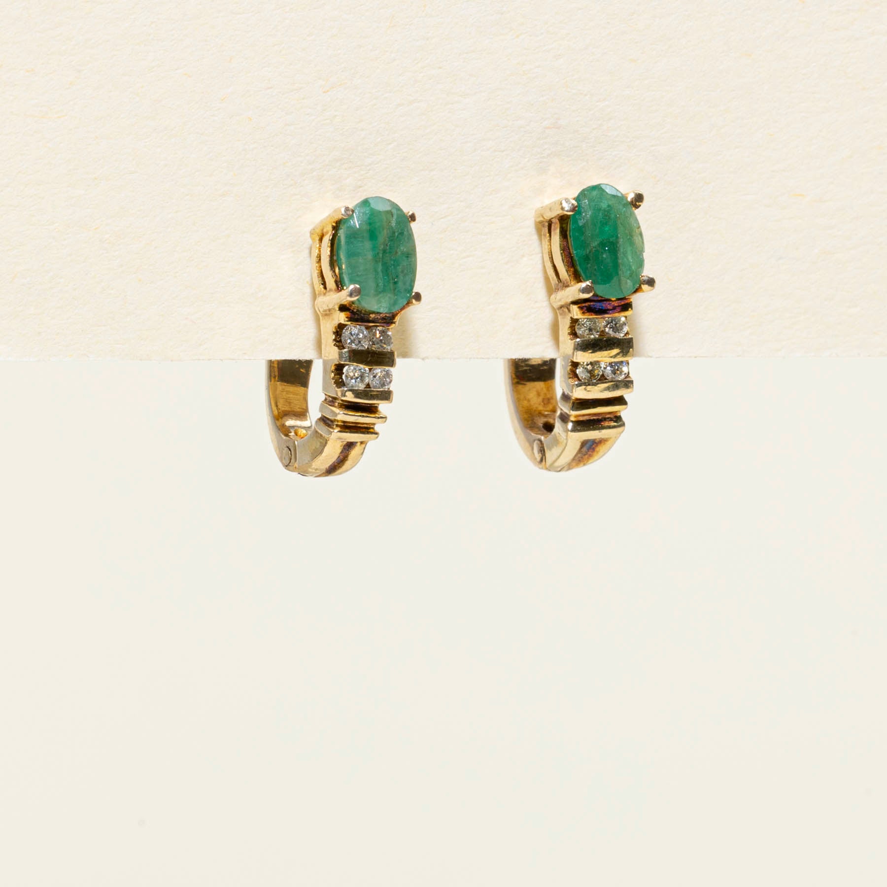 Emerald & Diamond Huggie Earrings | 0.76ctw | 0.06ctw |