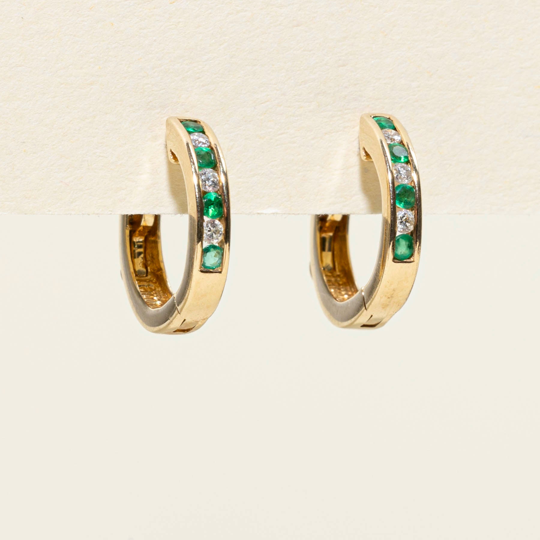 Emerald & Diamond Huggie Earrings | 0.11ctw | 0.09ctw |